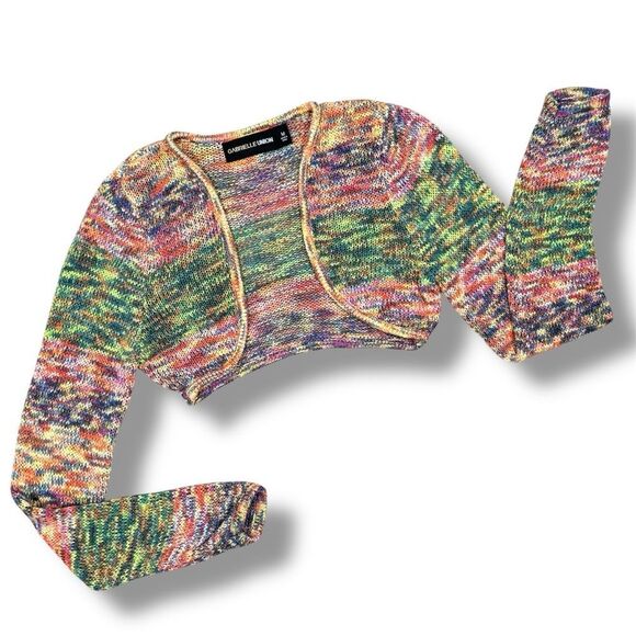 Gabrielle Union Marled Rainbow Knit Shrug Sweater Long Sleeve Multicolor Medium - Picture 12 of 12